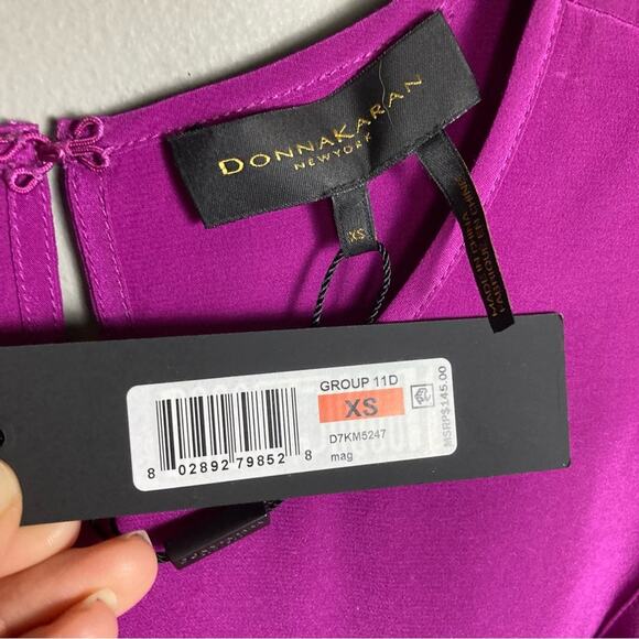 Donna Karan top tunic XS sleeveless silk purple Mod wrap NWT lagenlook - Picture 12 of 15
